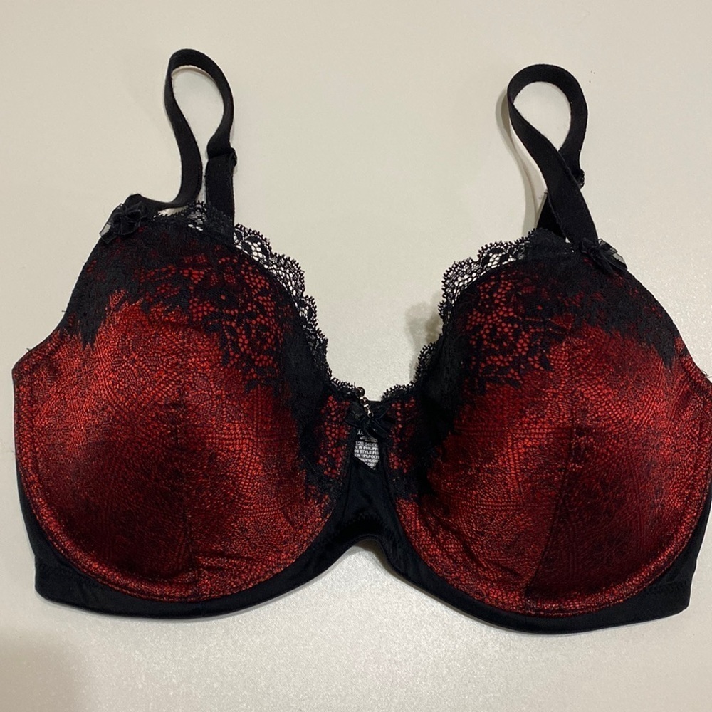 Scarlette women’s lace lingerie red black bra 34DDD